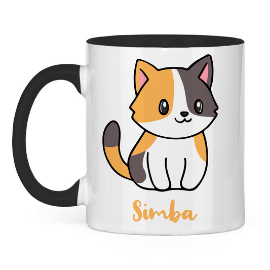 Tasse zweifarbig Personalisiert - Eine Individuelle Cartoon Katze mit Name