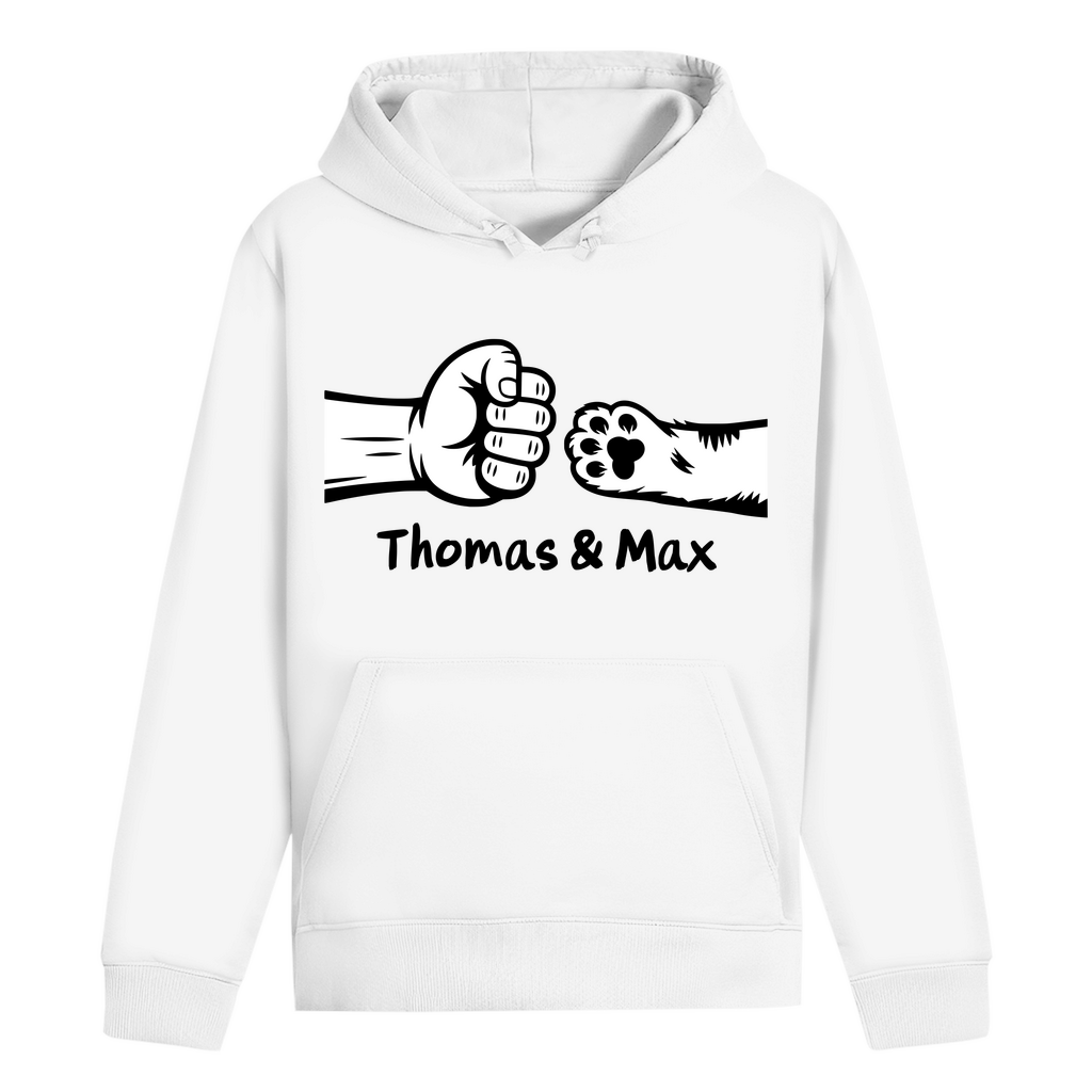 ST/ST Drummer Hoodie Personalisiert - Mann und Katze Fistpump mit Namen