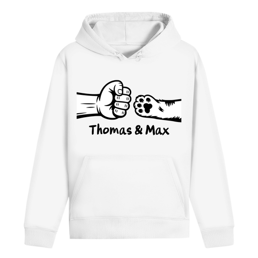 ST/ST Drummer Hoodie Personalisiert - Mann und Katze Fistpump mit Namen