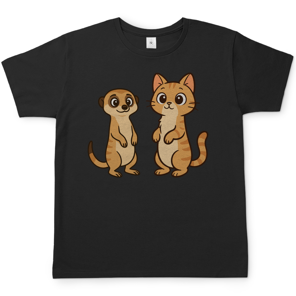 Herren T-Shirt Personalisiert - Stehende Katze mit Erdmännchen, sarkastisch