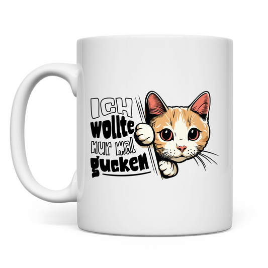 Tasse Ich wollte nur mal gucken - Hinterhältig Katze
