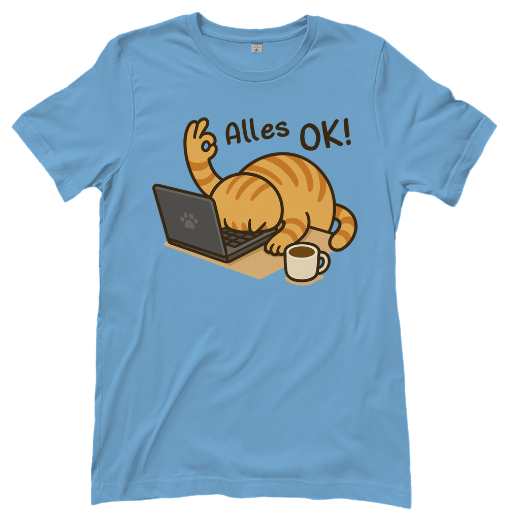 Damen T-Shirt - Alles OK Katze – Lustiges Katzenmotiv am Laptop