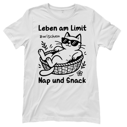 Damen T-Shirt Leben am Limit zwischen Nap und Snack