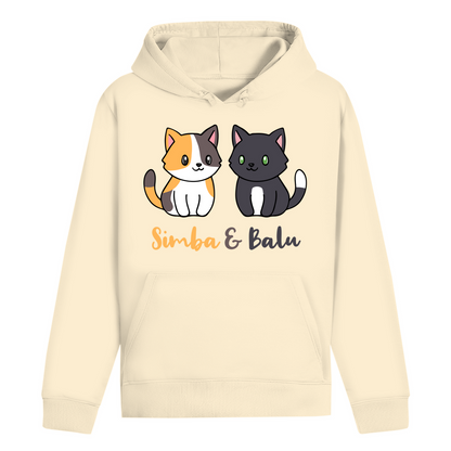 ST/ST Drummer Hoodie Personalisiert - Zwei Individuelle Cartoon Katzen mit Namen