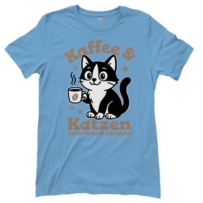 Damen T-Shirt - Kaffee & Katzen – Niedliches Motiv für Kaffeeliebhaber