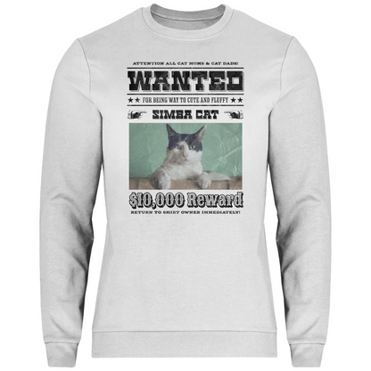Herren Sweatshirt Personalisiert - Wanted Cat - Western Katzen Fahndungsfoto