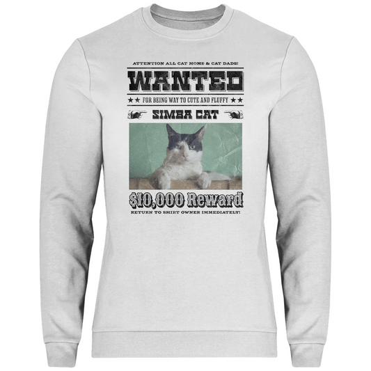 Herren Sweatshirt Personalisiert - Wanted Cat - Western Katzen Fahndungsfoto