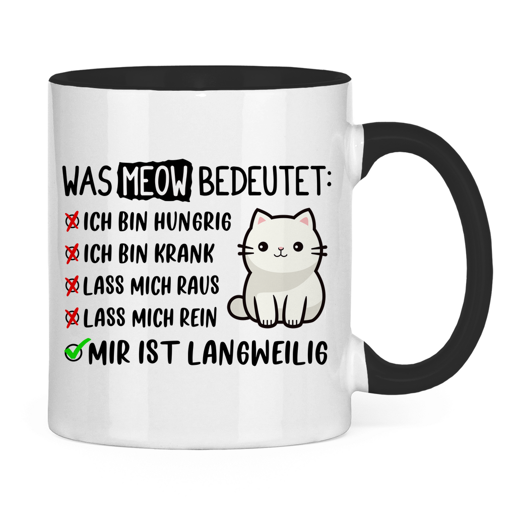 Tasse zweifarbig Dicke Katze - Alles OK!