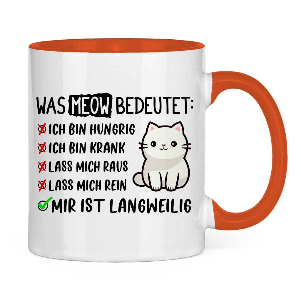 Tasse zweifarbig Dicke Katze - Alles OK!