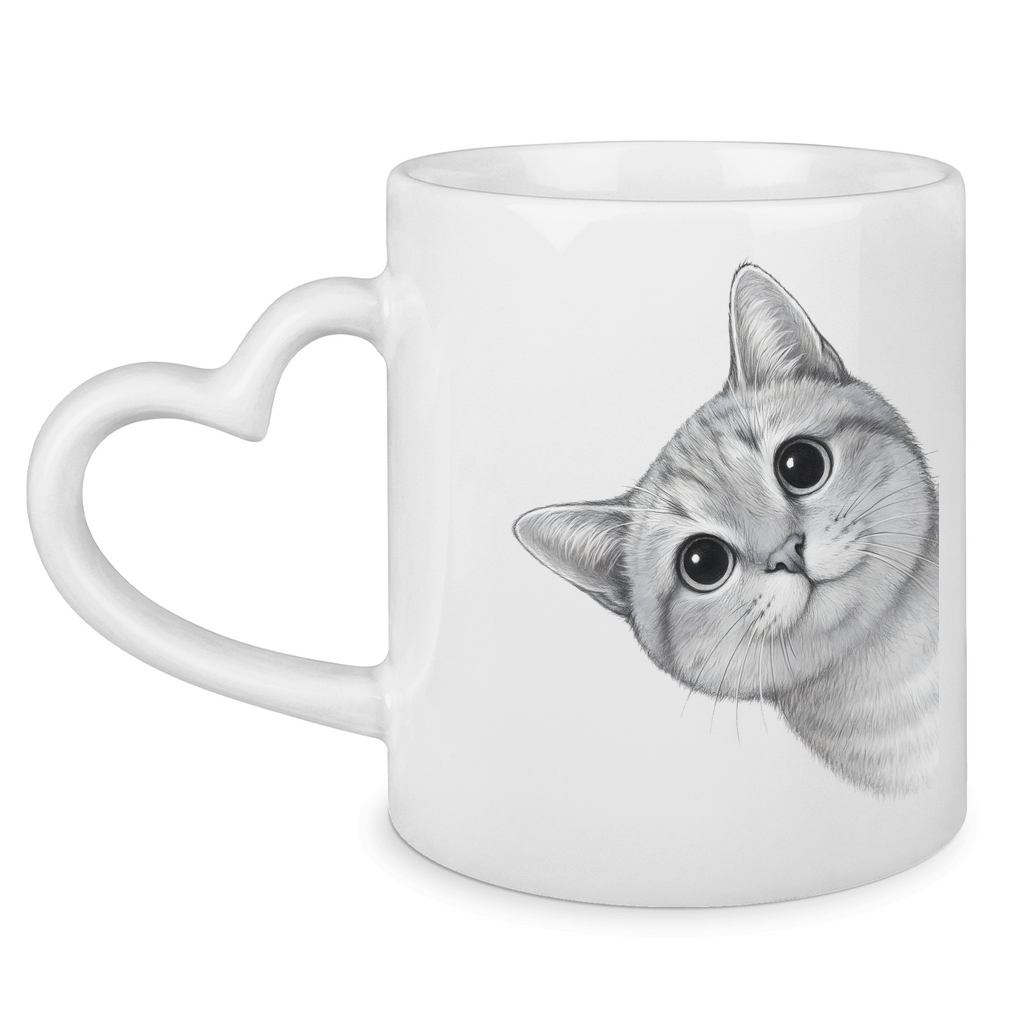 Tasse mit Herzhenkel Dicke Katze - Alles OK!