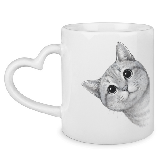 Tasse mit Herzhenkel Dicke Katze - Alles OK!