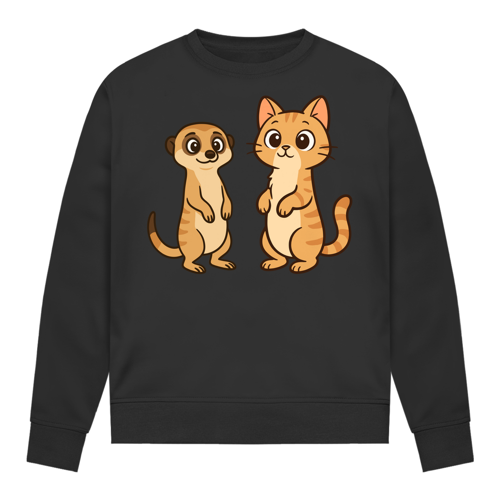 Damen Sweatshirt Personalisiert - Stehende Katze mit Erdmännchen, sarkastisch