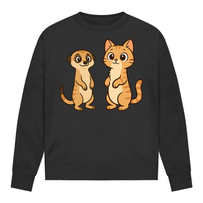 Damen Sweatshirt Personalisiert - Stehende Katze mit Erdmännchen, sarkastisch