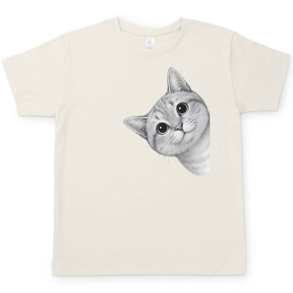 Herren T-Shirt - Sneaky Cat – Neugierige Katze schaut um die Ecke