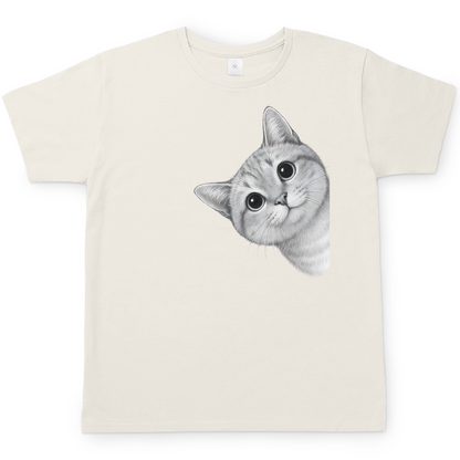 Herren T-Shirt - Sneaky Cat – Neugierige Katze schaut um die Ecke