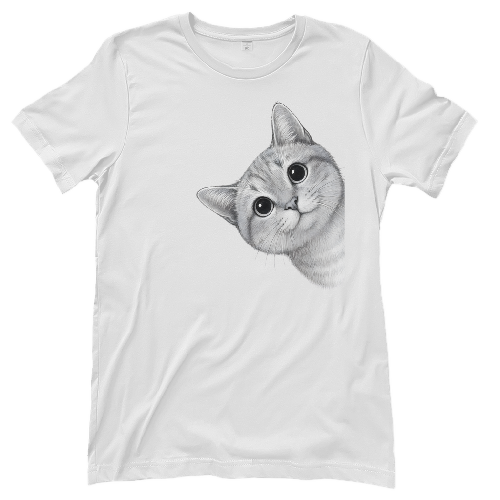 Damen T-Shirt - Sneaky Cat – Neugierige Katze schaut um die Ecke