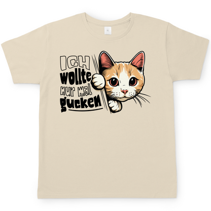 Herren T-Shirt Ich wollte nur mal gucken - Hinterhältig Katze