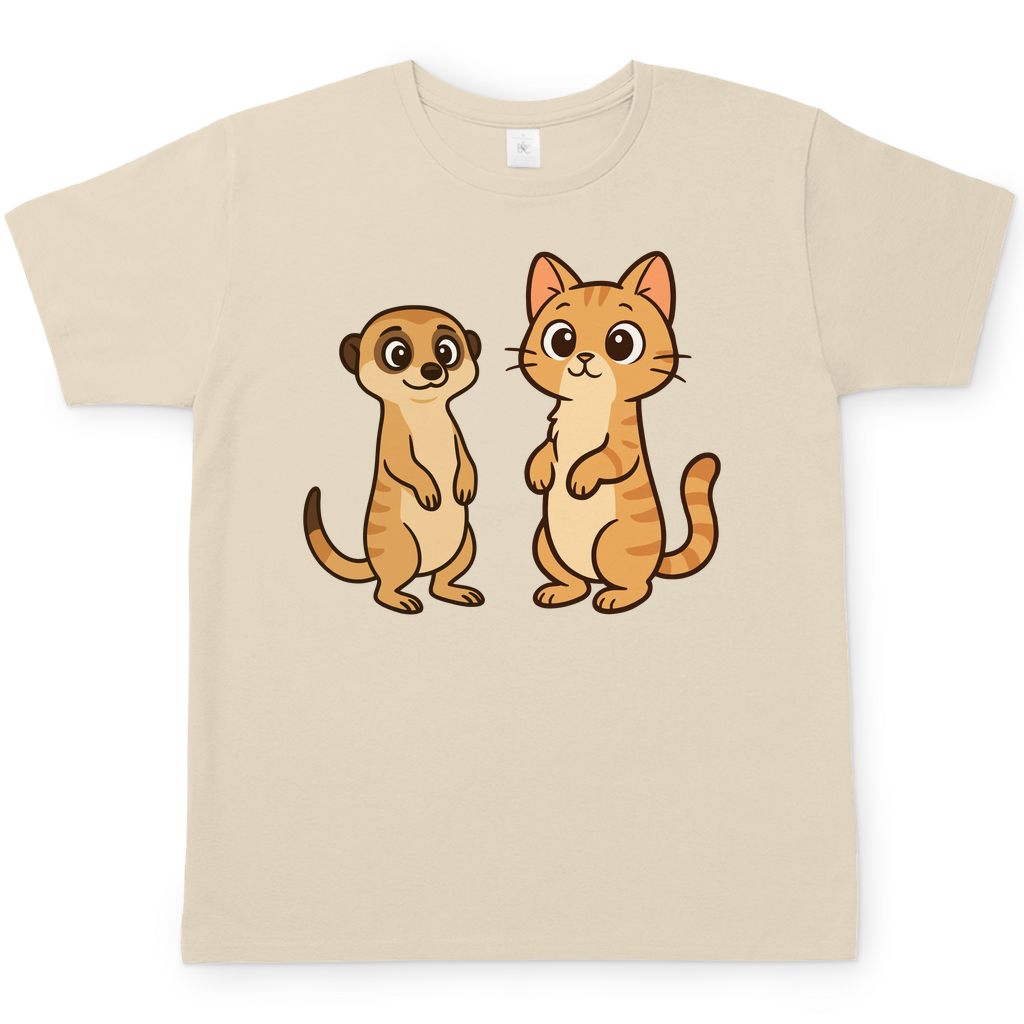 Herren T-Shirt Personalisiert - Stehende Katze mit Erdmännchen, sarkastisch