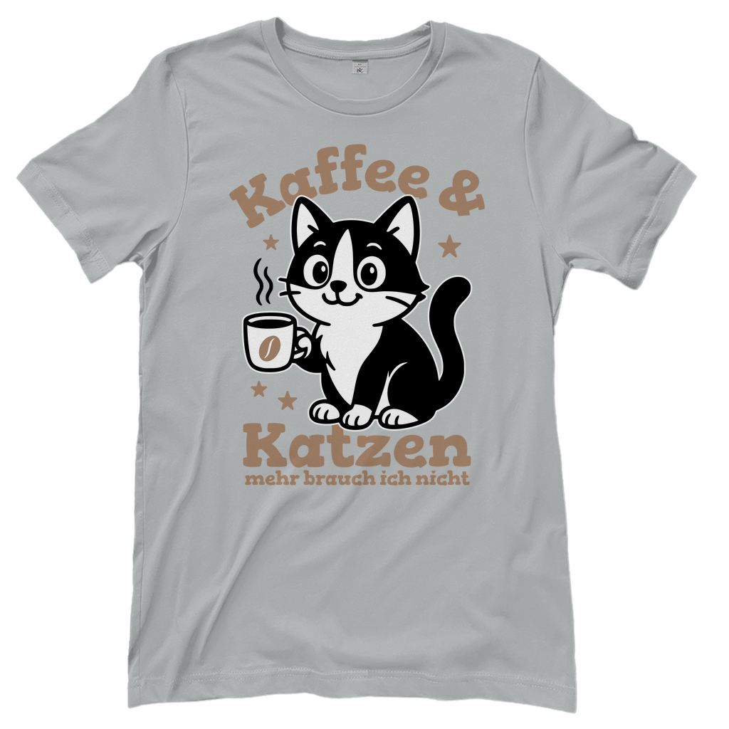Damen T-Shirt - Kaffee & Katzen – Niedliches Motiv für Kaffeeliebhaber