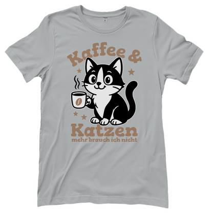 Damen T-Shirt - Kaffee & Katzen – Niedliches Motiv für Kaffeeliebhaber