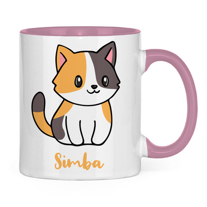 Tasse zweifarbig Personalisiert - Eine Individuelle Cartoon Katze mit Name