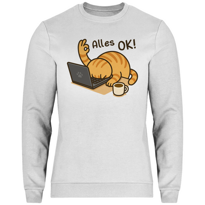 Herren Sweatshirt - Alles OK Katze – Lustiges Katzenmotiv am Laptop
