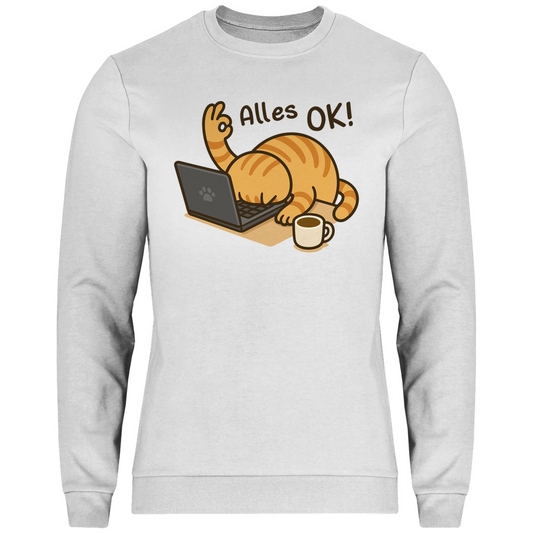 Herren Sweatshirt - Alles OK Katze – Lustiges Katzenmotiv am Laptop