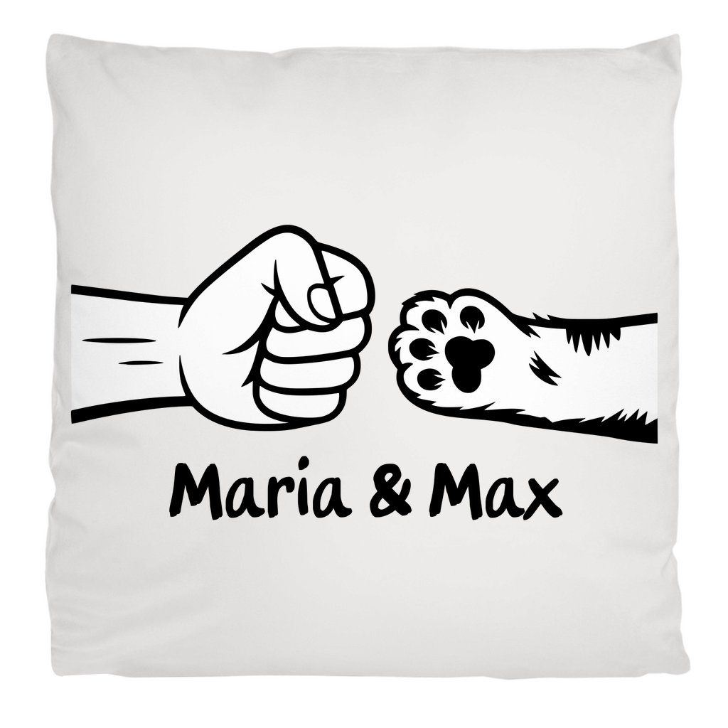 Kopfkissen flauschig Personalisiert - Frau und Katze Fistpump mit Namen