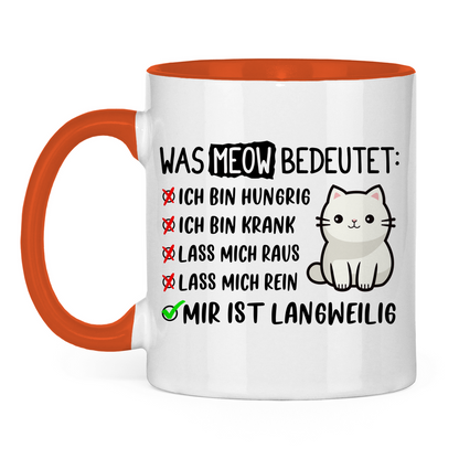 Tasse zweifarbig Dicke Katze - Alles OK!