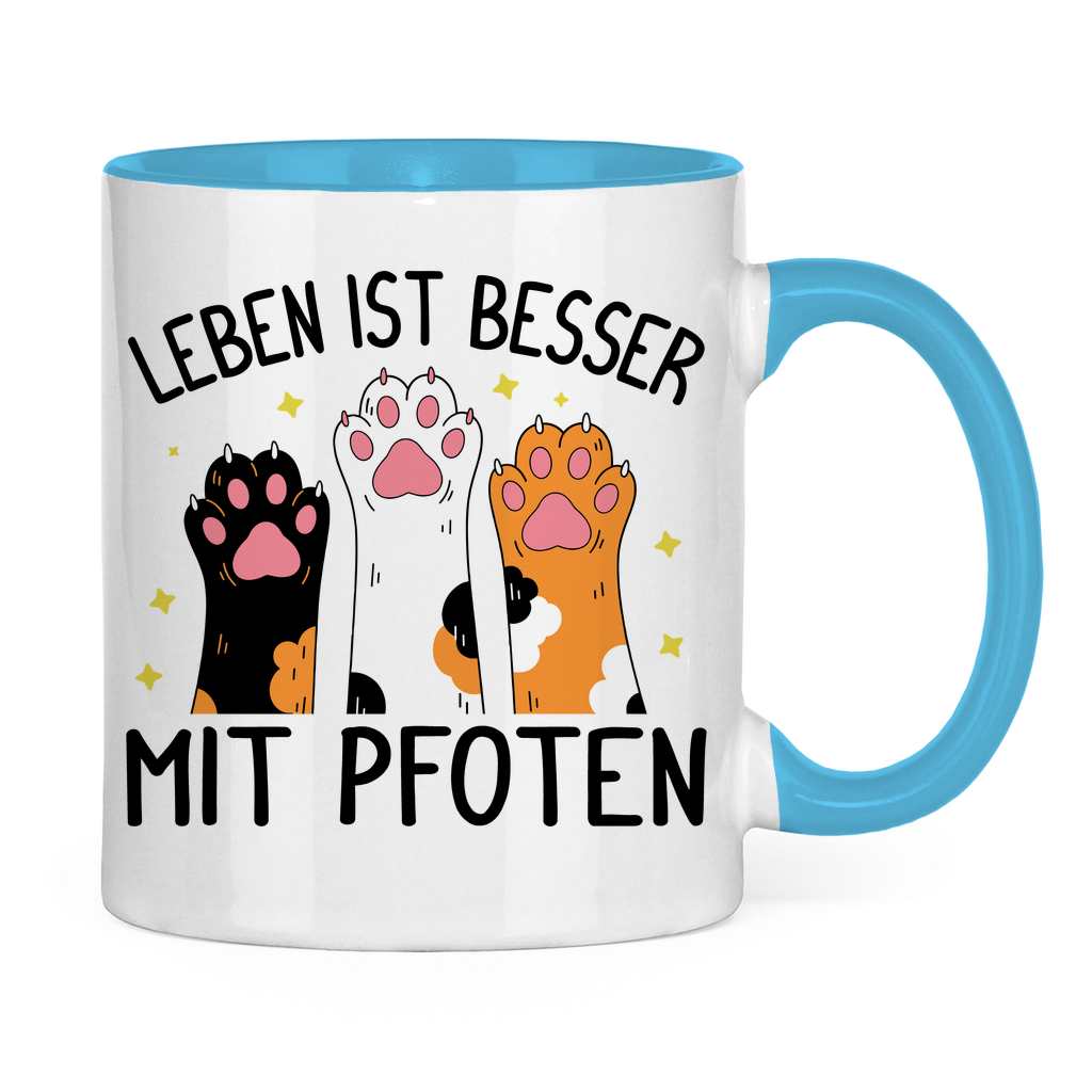 Tasse zweifarbig Leben ist besser mit Pfoten
