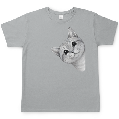 Herren T-Shirt - Sneaky Cat – Neugierige Katze schaut um die Ecke