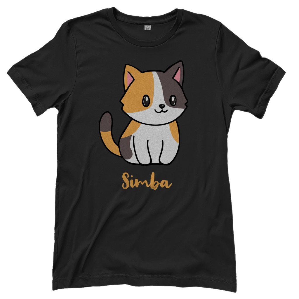Damen T-Shirt Personalisiert - Eine Individuelle Cartoon Katze mit Name