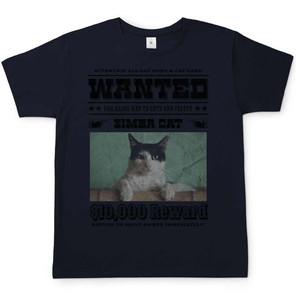 Herren T-Shirt Personalisiert - Western Wanted Individuelles Katzen Design
