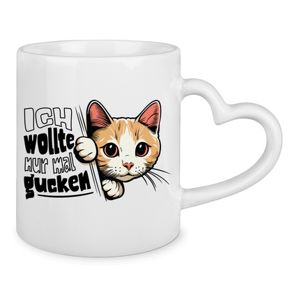 Tasse mit Herzhenkel Ich wollte nur mal gucken - Hinterhältig Katze