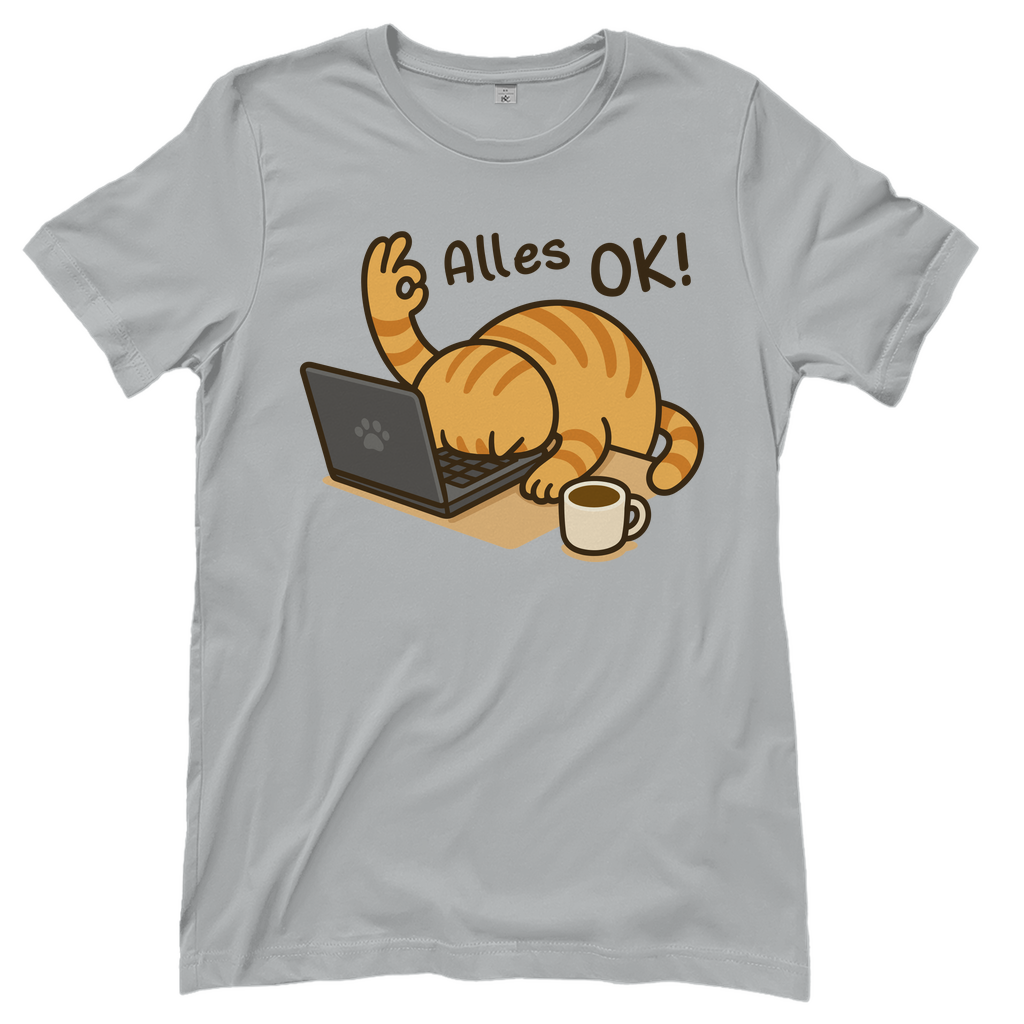 Damen T-Shirt - Alles OK Katze – Lustiges Katzenmotiv am Laptop