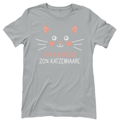 Damen T-Shirt - 80% Baumwolle 20% Katzenhaare – Witziges Katzen-Spruchmotiv