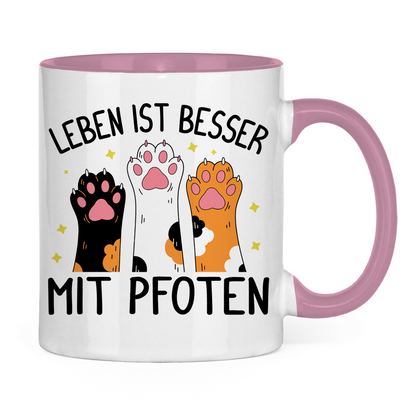 Tasse zweifarbig Leben ist besser mit Pfoten