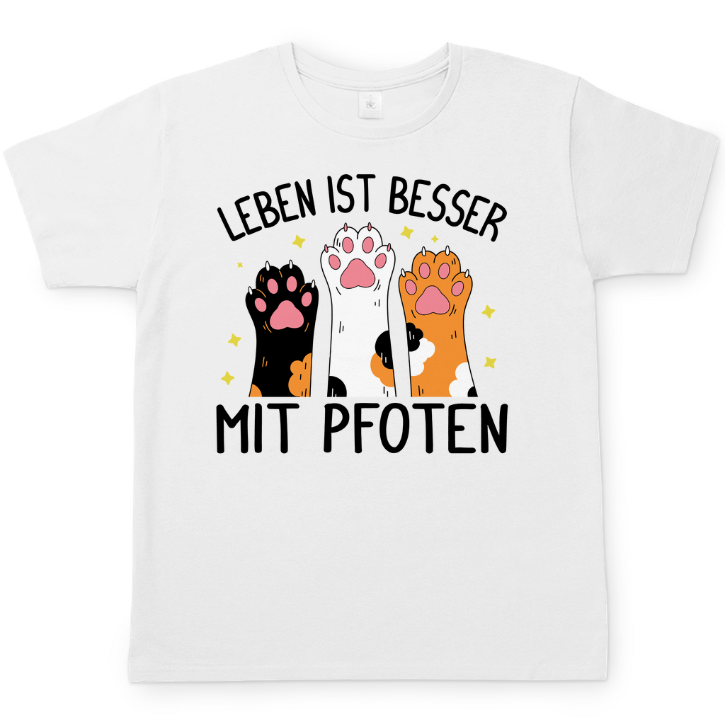 Herren T-Shirt Leben ist besser mit Pfoten