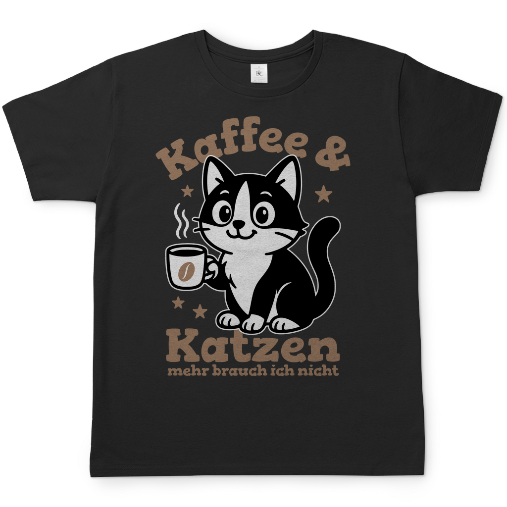 Herren T-Shirt - Kaffee & Katzen – Niedliches Motiv für Kaffeeliebhaber