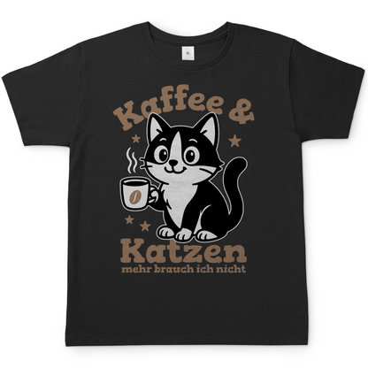 Herren T-Shirt - Kaffee & Katzen – Niedliches Motiv für Kaffeeliebhaber