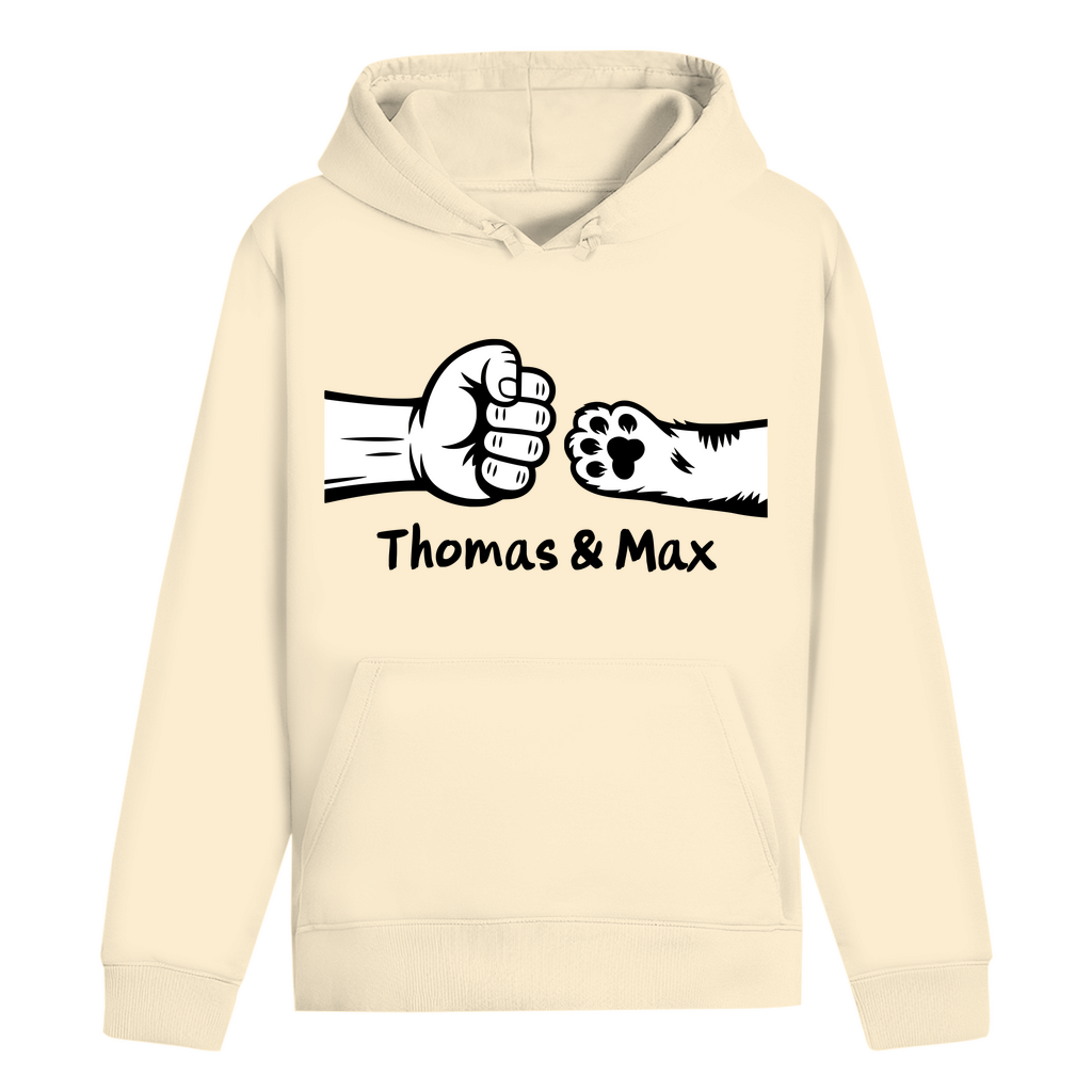 ST/ST Drummer Hoodie Personalisiert - Mann und Katze Fistpump mit Namen