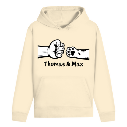 ST/ST Drummer Hoodie Personalisiert - Mann und Katze Fistpump mit Namen