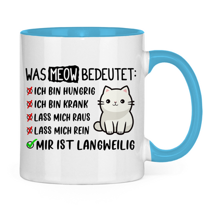 Tasse zweifarbig Dicke Katze - Alles OK!