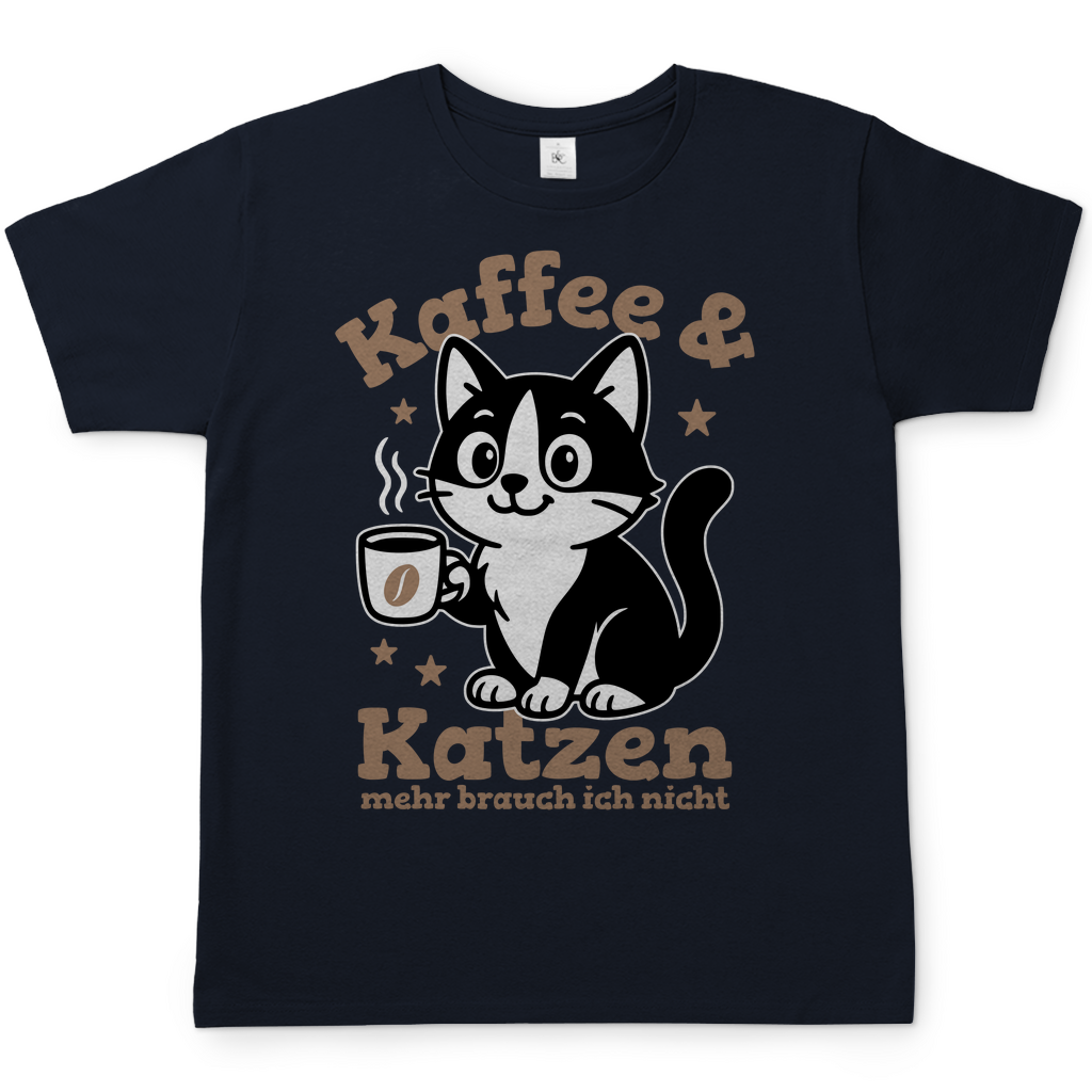 Herren T-Shirt - Kaffee & Katzen – Niedliches Motiv für Kaffeeliebhaber