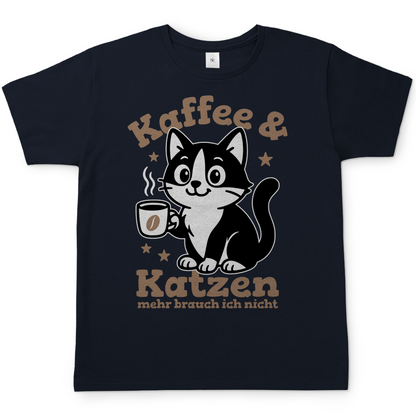 Herren T-Shirt - Kaffee & Katzen – Niedliches Motiv für Kaffeeliebhaber