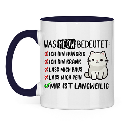 Tasse zweifarbig Dicke Katze - Alles OK!