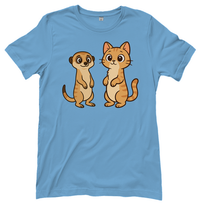 Damen T-Shirt Personalisiert - Stehende Katze mit Erdmännchen, sarkastisch