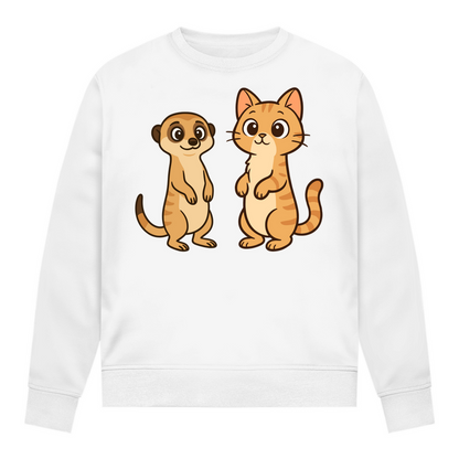 Damen Sweatshirt Personalisiert - Stehende Katze mit Erdmännchen, sarkastisch