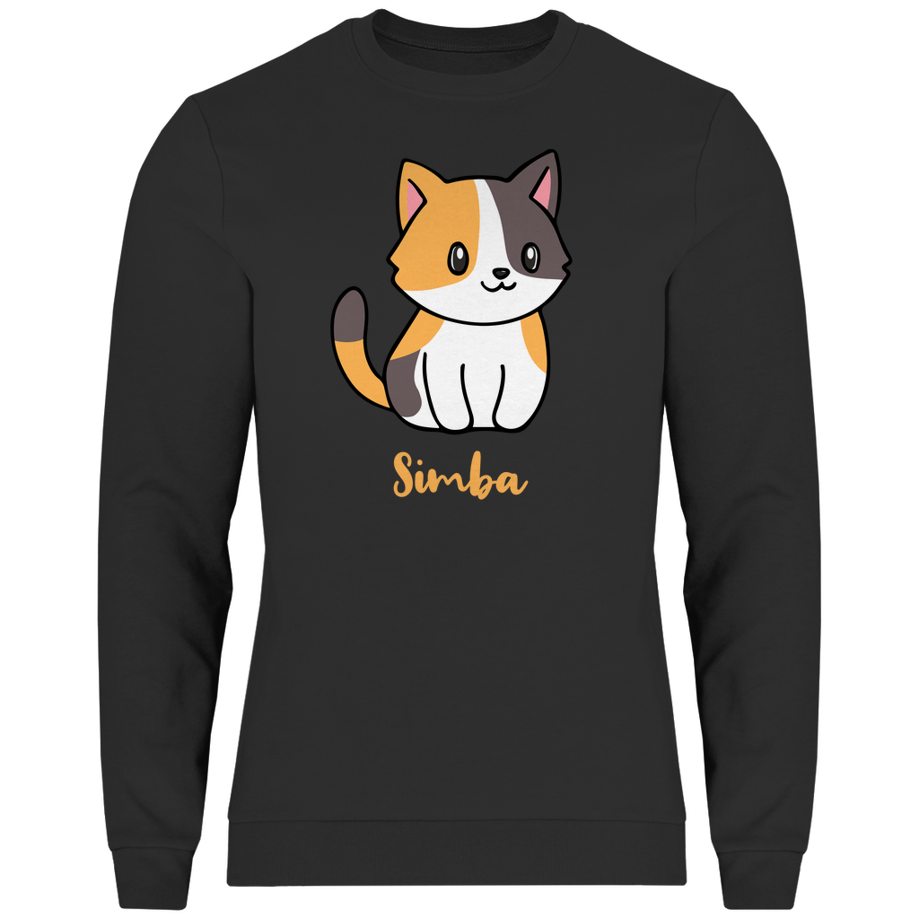 Herren Sweatshirt Personalisiert - Eine Individuelle Cartoon Katze mit Name