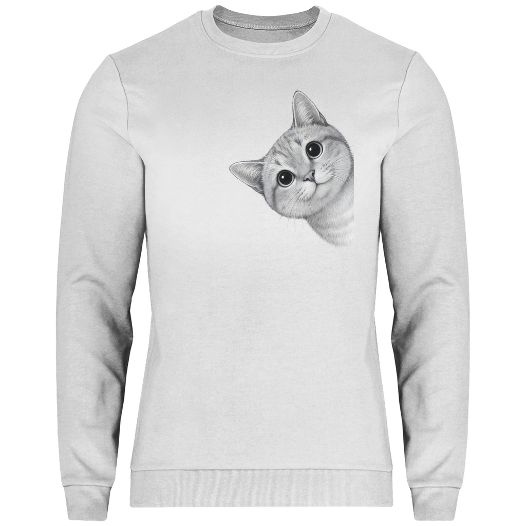 Herren Sweatshirt - Sneaky Cat – Neugierige Katze schaut um die Ecke